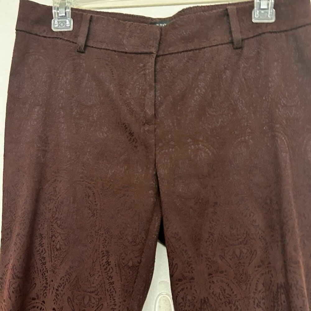 ANN TAYLOR Petite 4P Dress Pant Paisley Textured CottonTapered Stretch Indian Re